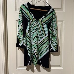 J&M Collection- Chic Black Top with Geometric Design
